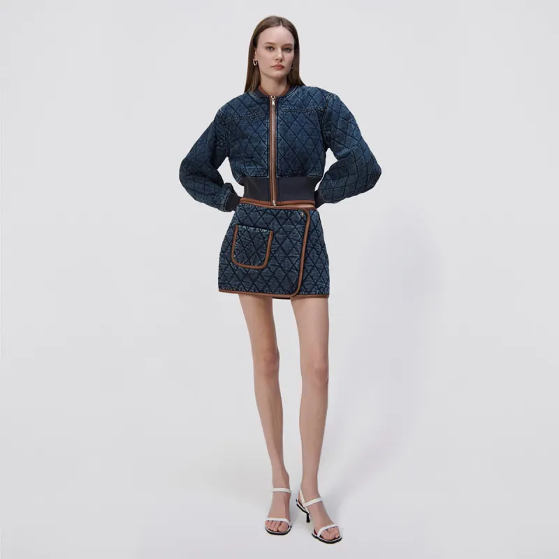 Angelika Quilted Denim Bomber Jacket made by Simkhai