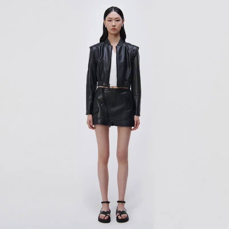 Doreen Vegan Leather Bomber Jacket sold by Simkhai