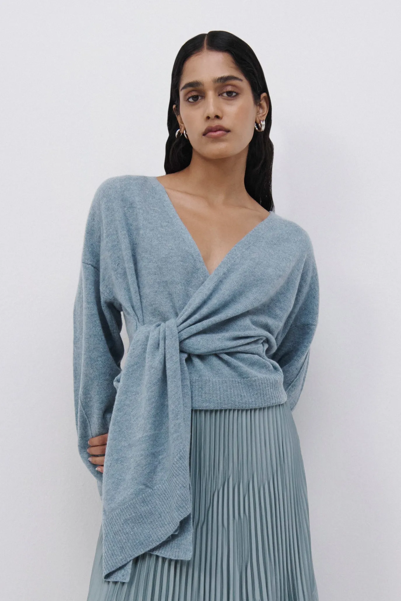 Trudie Recycled Cashmere Wrap Top sold by Simkhai