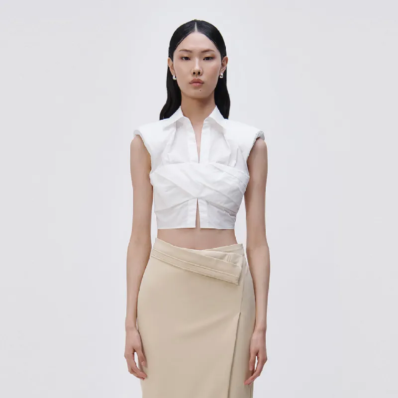 Emie Cropped Box Sleeve Top made by Simkhai