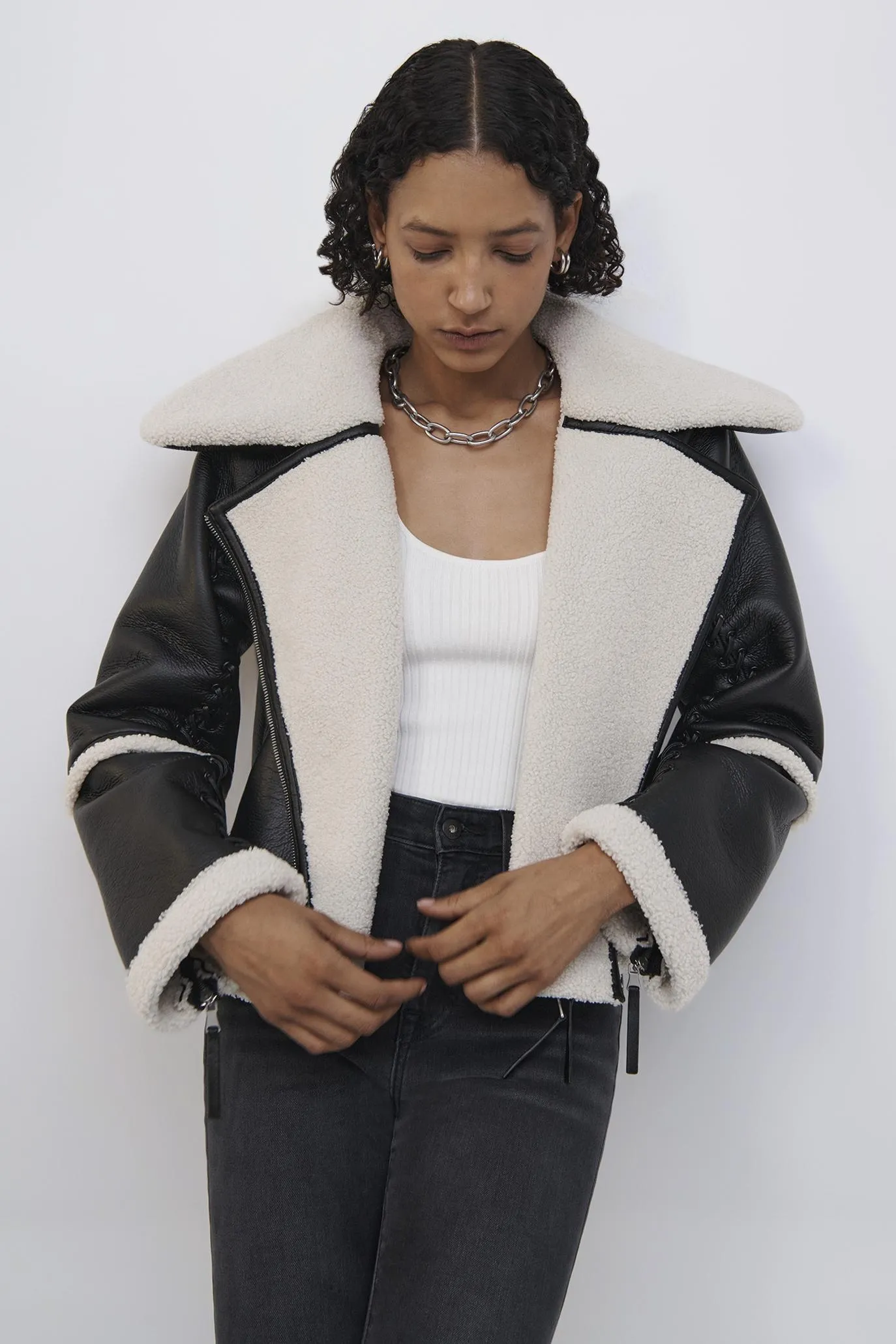 Corinne Vegan Sherpa Jacket sold by Simkhai product image thumbnail 4