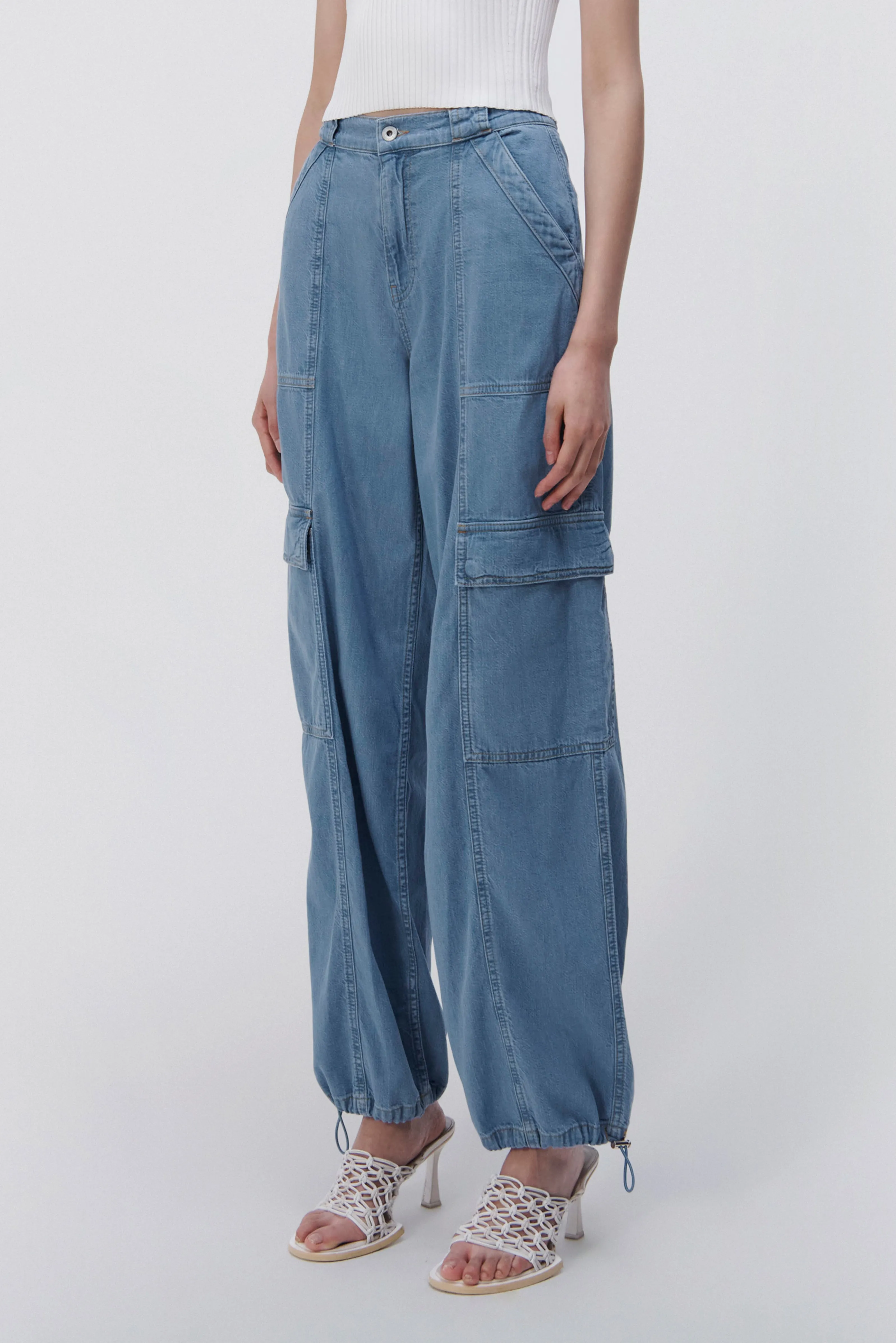 Calista Denim Cargo Pant sold by Simkhai product image thumbnail 3