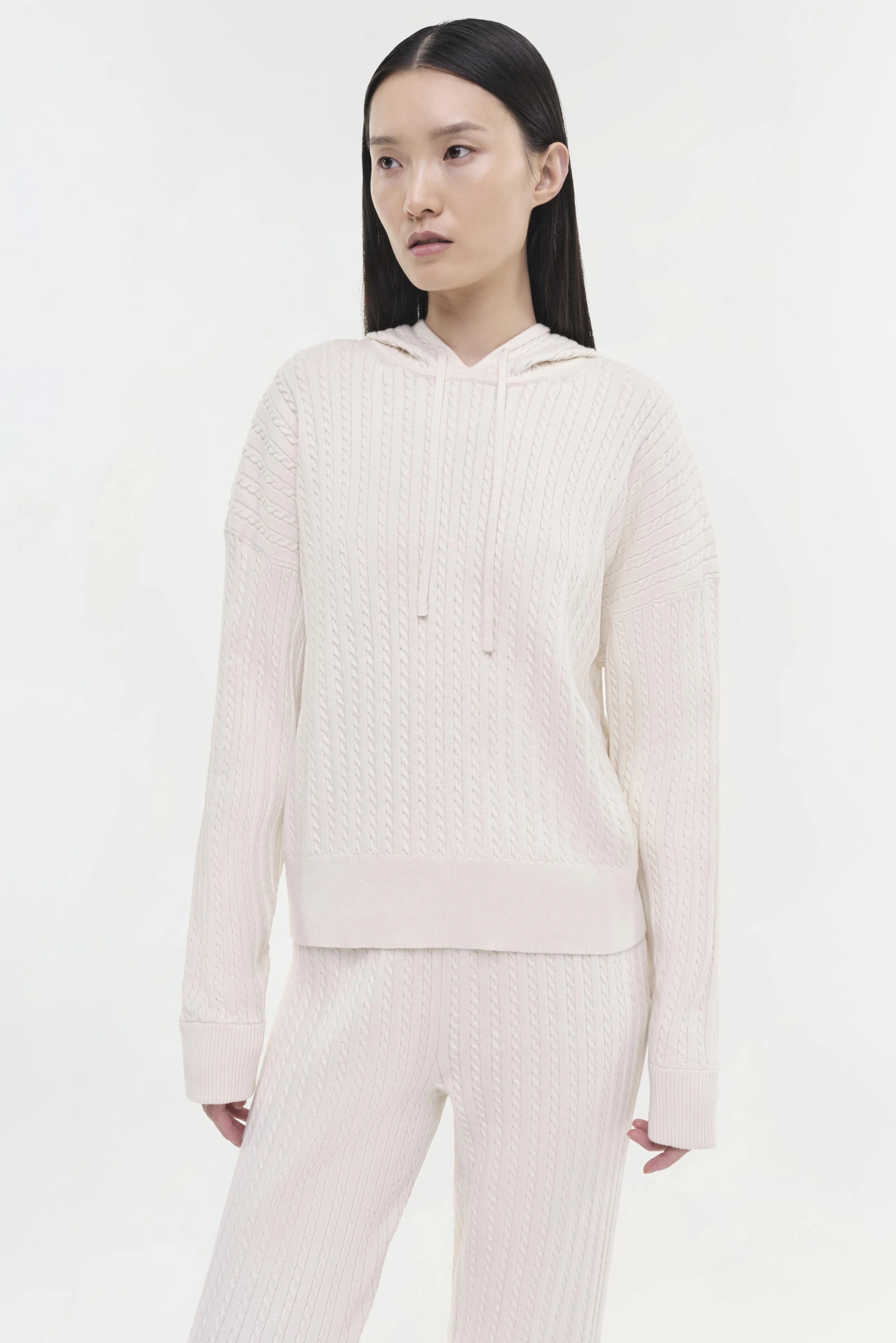 Cotton Cashmere Cable Hoodie sold by Simkhai