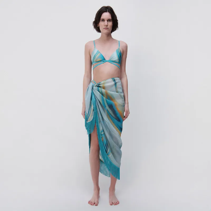 Eloise Marble Print Coverup Sarong made by Simkhai