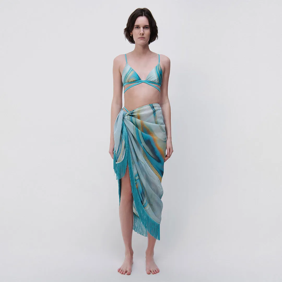 Eloise Marble Print Coverup Sarong sold by Simkhai
