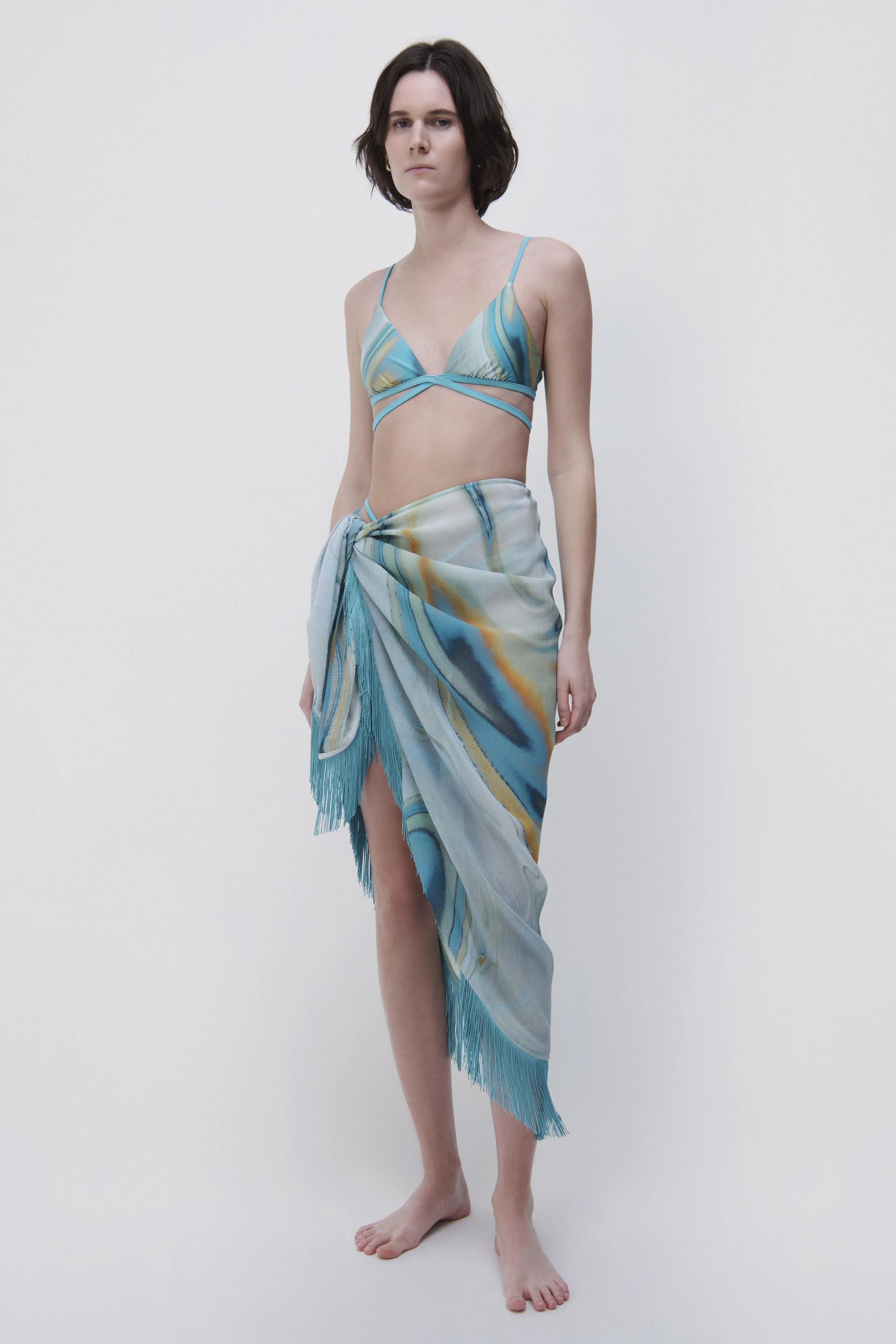 Eloise Marble Print Coverup Sarong sold by Simkhai product image thumbnail 4