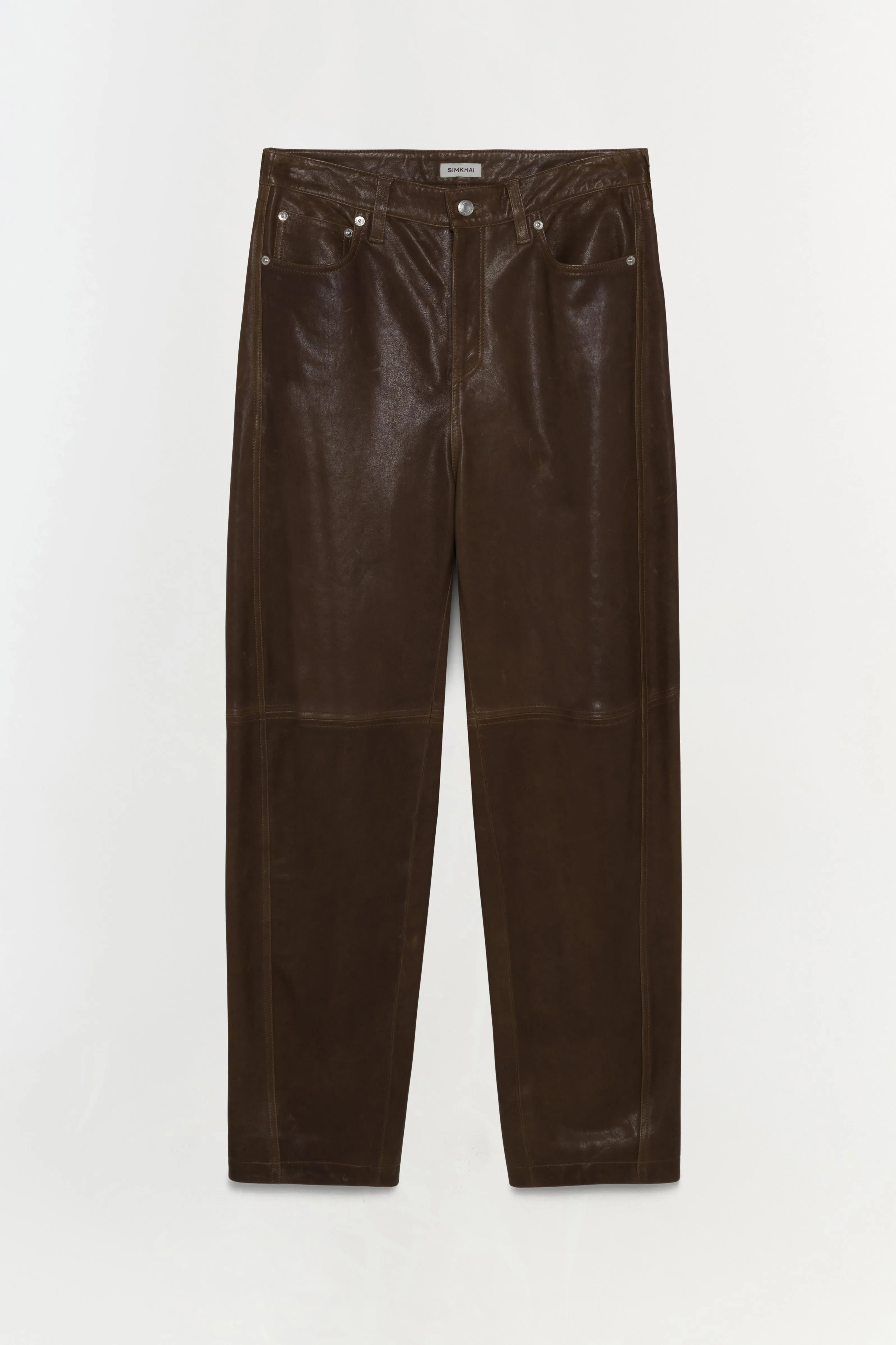 Waldon Leather Curved Leg Pant sold by Simkhai