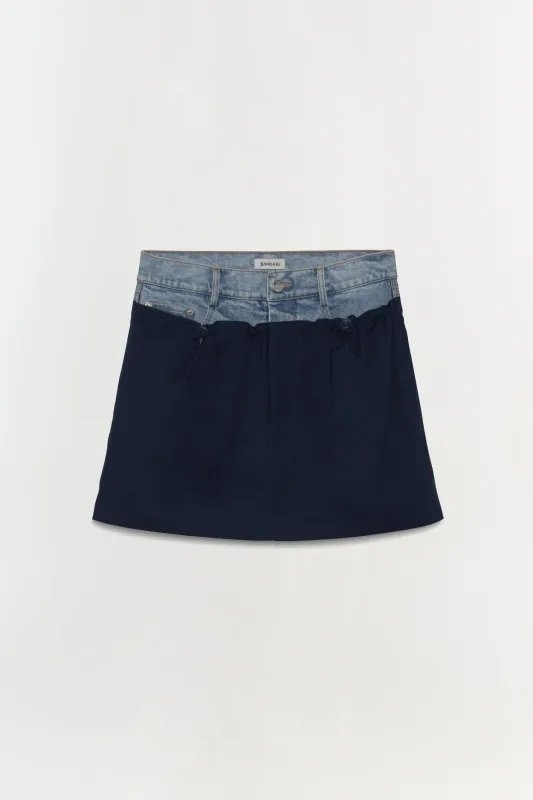 Hampton Denim Combo Mini Skirt made by Simkhai