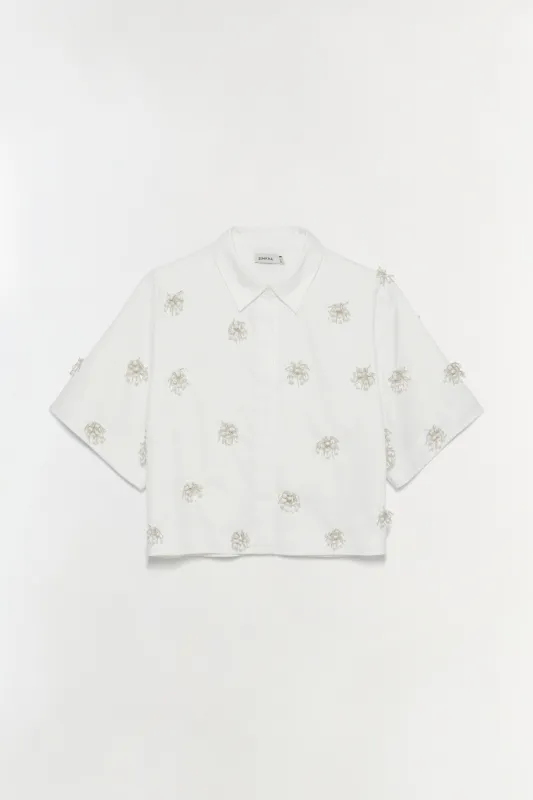 Cosmo Embellished Camp Shirt made by Simkhai