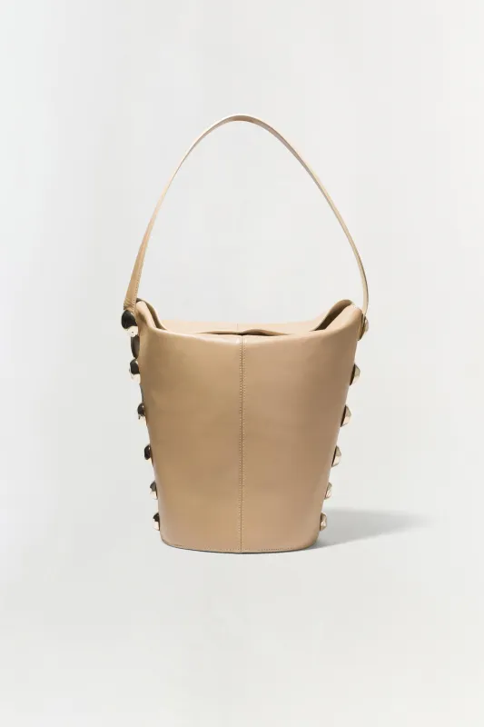 Amaya Suede Studded Bucket Bag made by Simkhai
