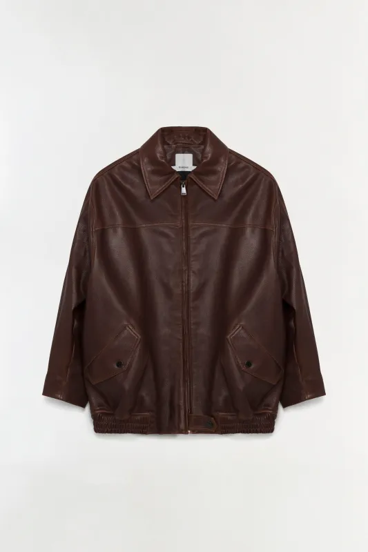 Huntington Oversized Leather Jacket made by Simkhai
