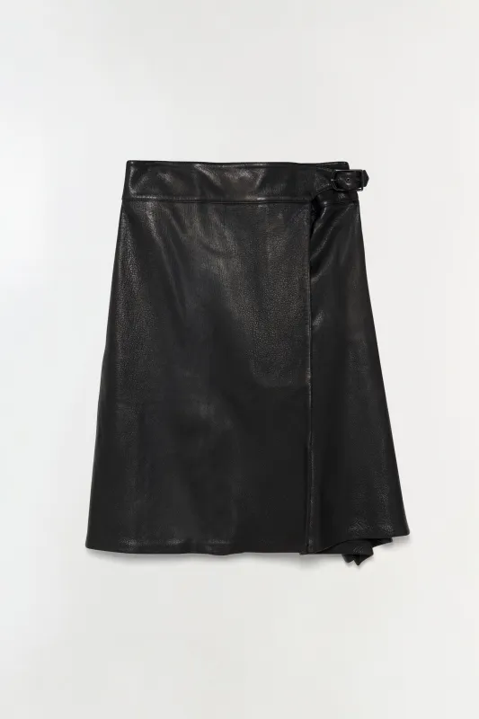 Raddix Leather Midi Skirt made by Simkhai