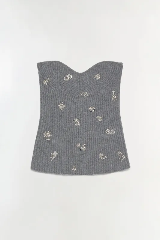 Waverlie Embellished Knit Tube Top made by Simkhai