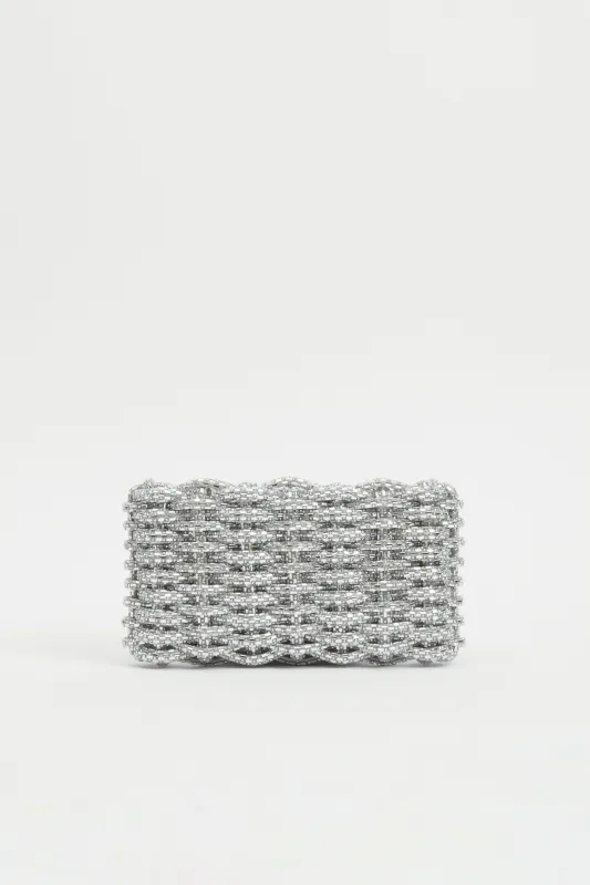Morgan Woven Rhinestone Clutch sold by Simkhai