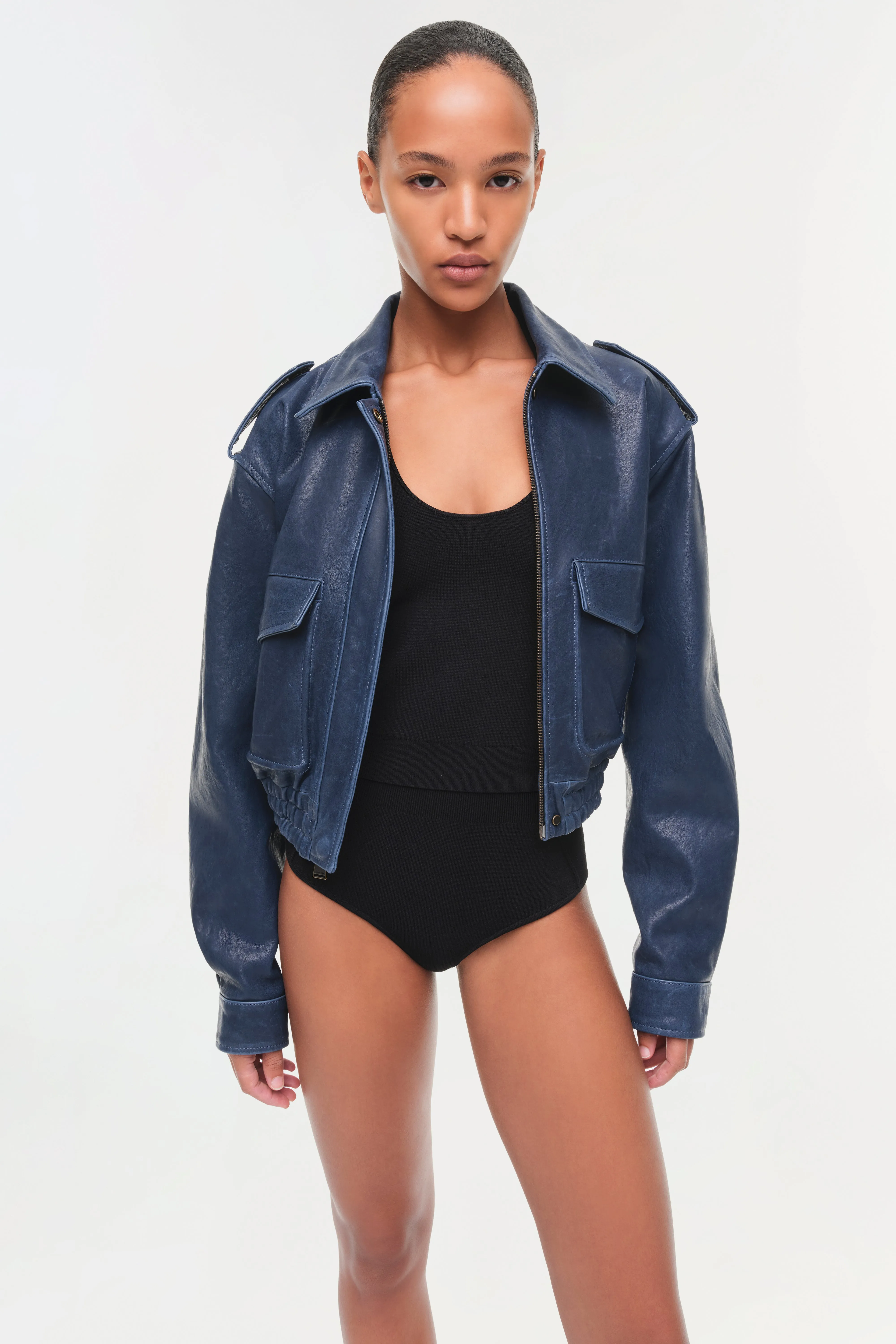 Roland Leather Cropped Jacket sold by Simkhai product image thumbnail 4