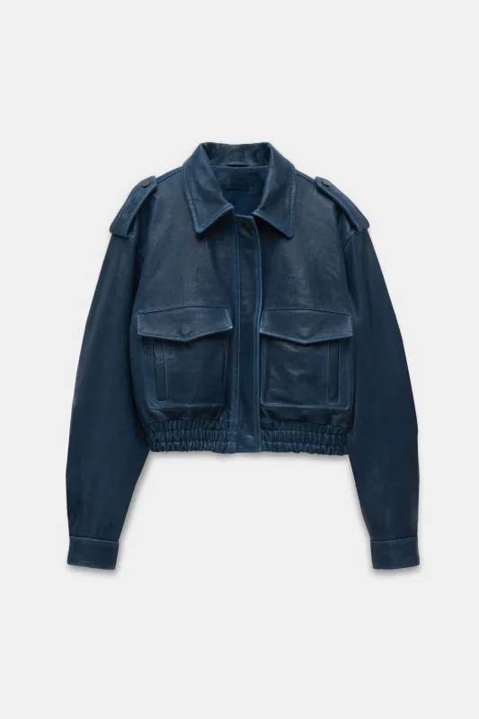 Roland Leather Cropped Jacket made by Simkhai