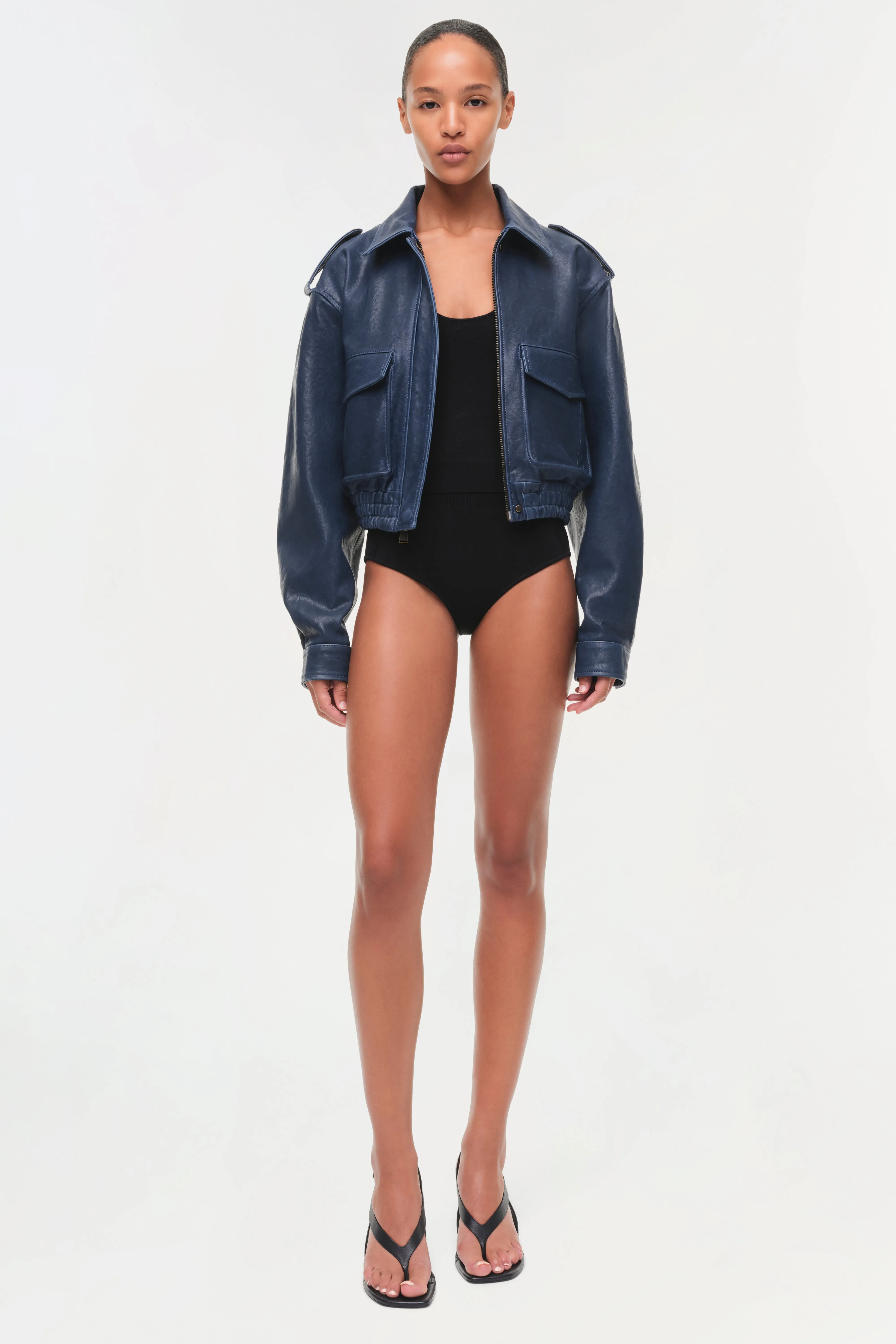 Roland Leather Cropped Jacket sold by Simkhai product image thumbnail 3