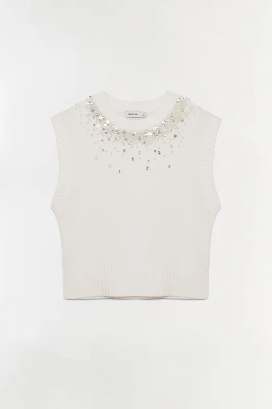 Candra Embellished Knit Vest made by Simkhai