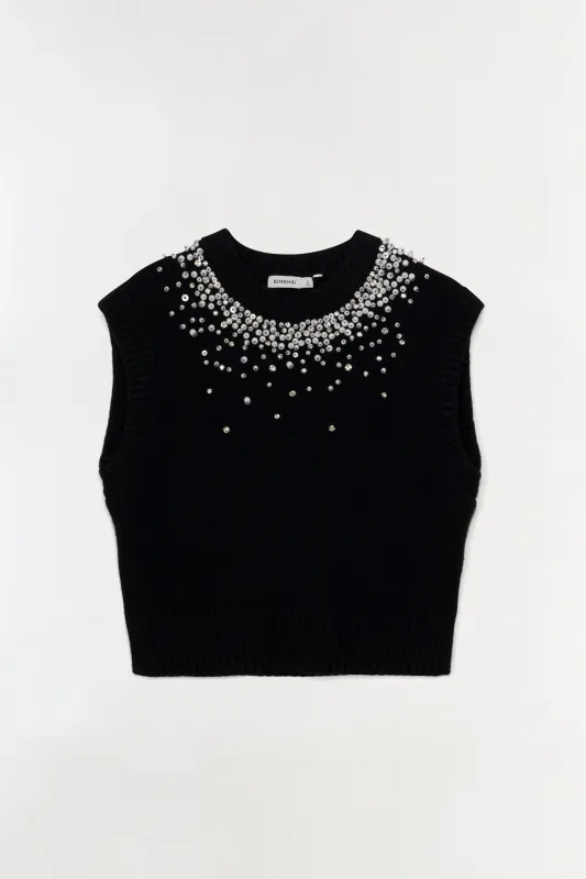 Candra Embellished Knit Vest made by Simkhai