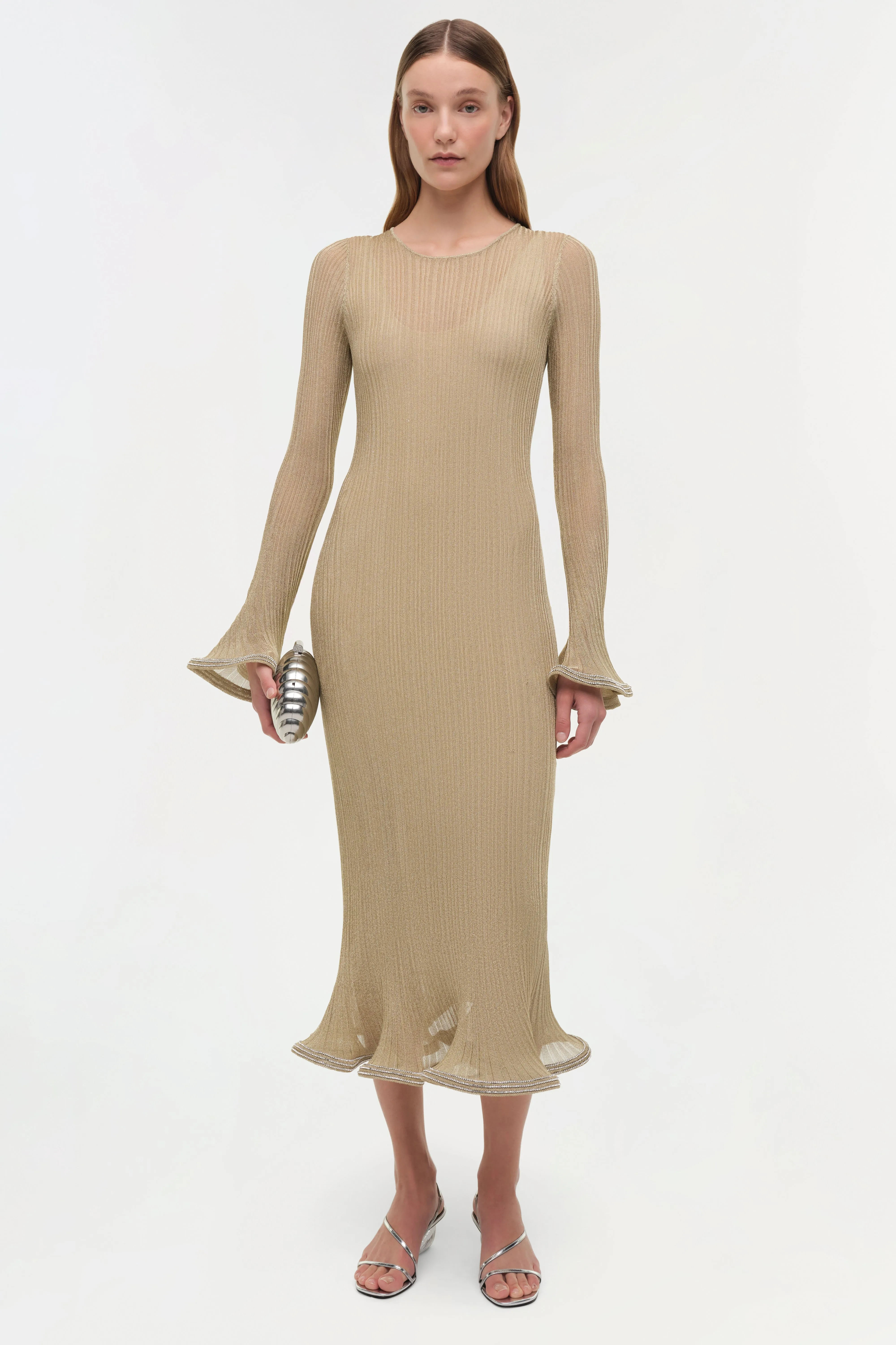 Chessie Metallic Plisse Midi Dress sold by Simkhai product image thumbnail 2