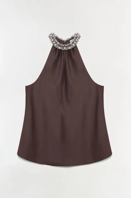 Navi Embellished Satin Top made by Simkhai