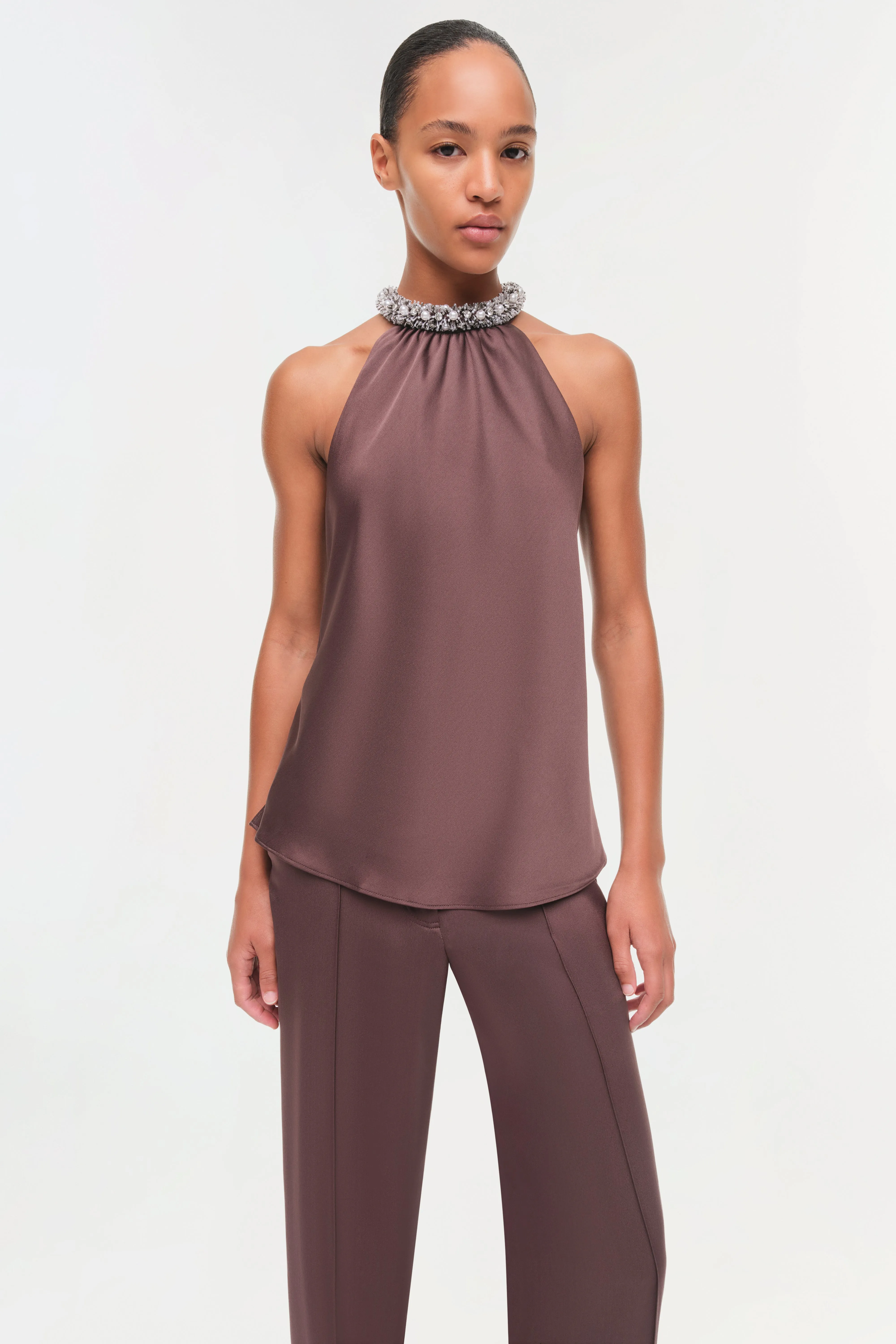 Navi Embellished Satin Top sold by Simkhai product image thumbnail 4