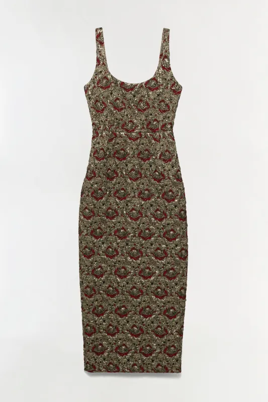 Ravenna Gilded Jacqaurd Midi Dress sold by Simkhai