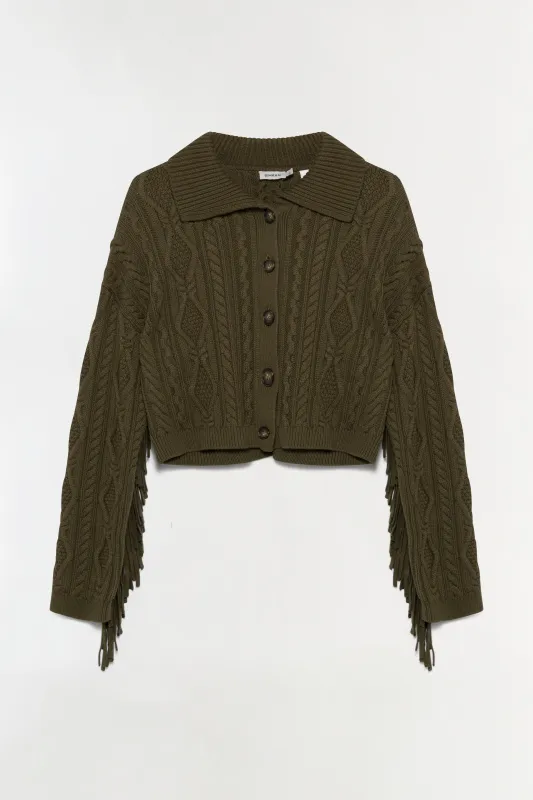 Virginia Wool Fringe Cardigan made by Simkhai