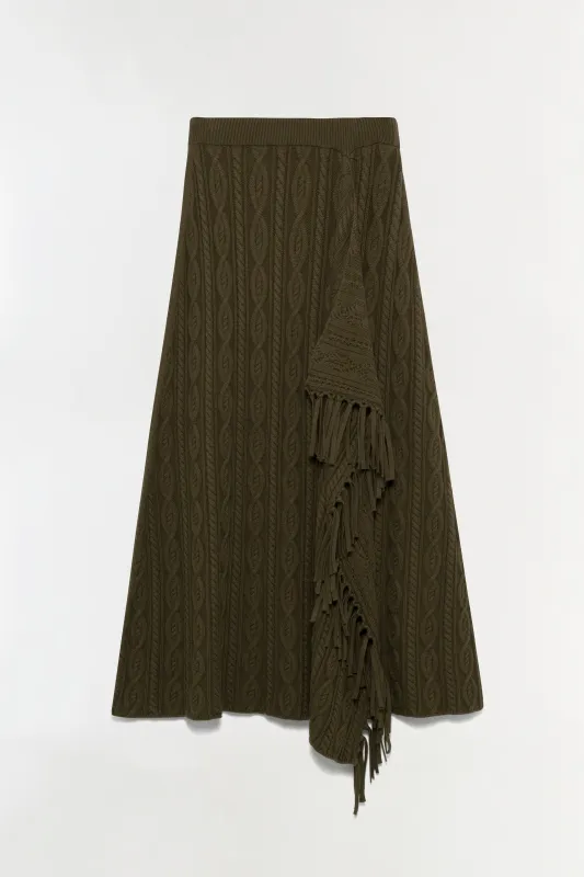 Kara Wool Fringe Midi Skirt made by Simkhai
