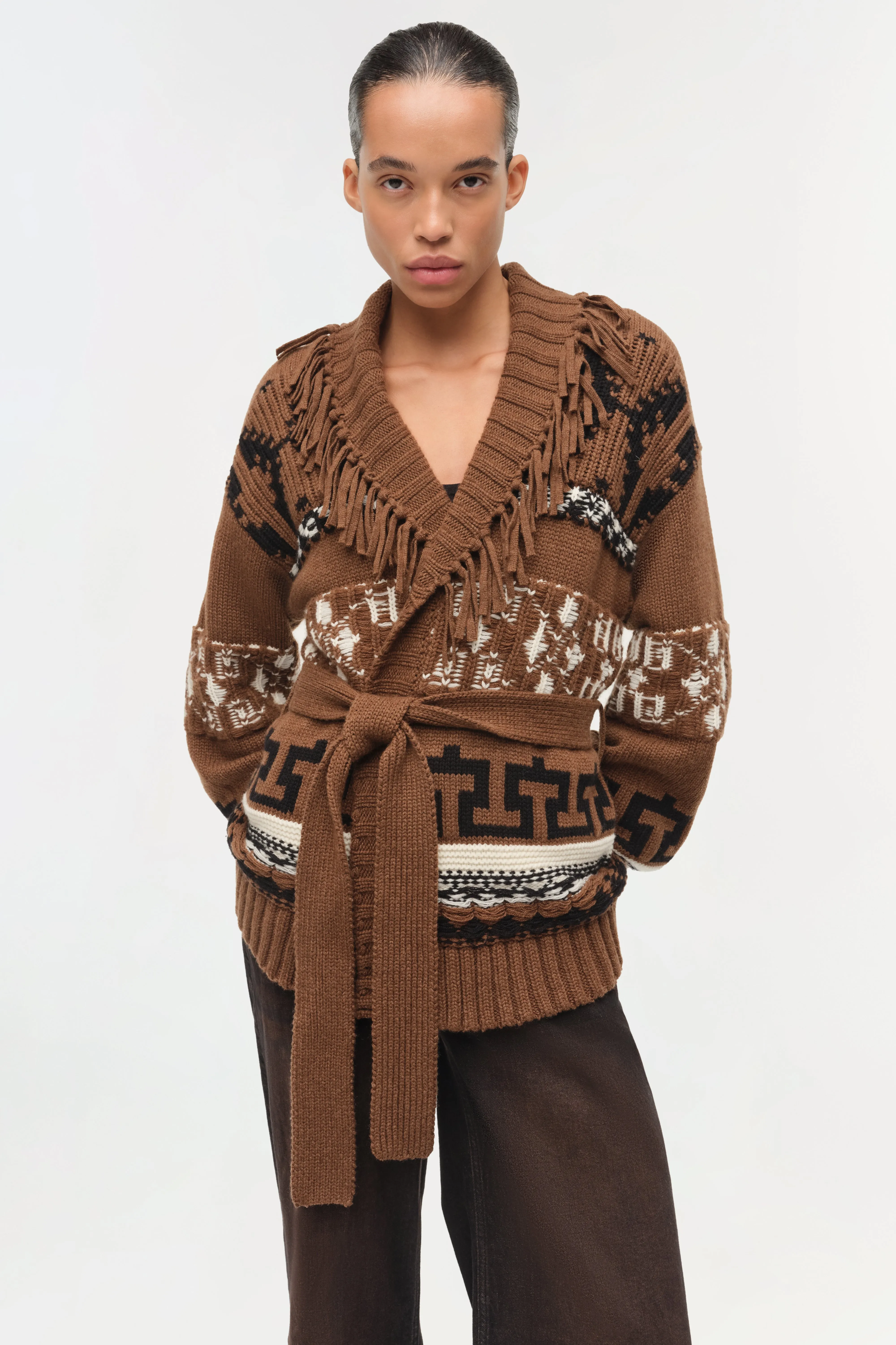 Elwood Western Fringe Wrap Cardigan sold by Simkhai product image thumbnail 3