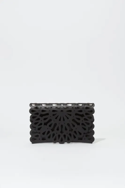 Mccall Laser Cut Leather Clutch made by Simkhai