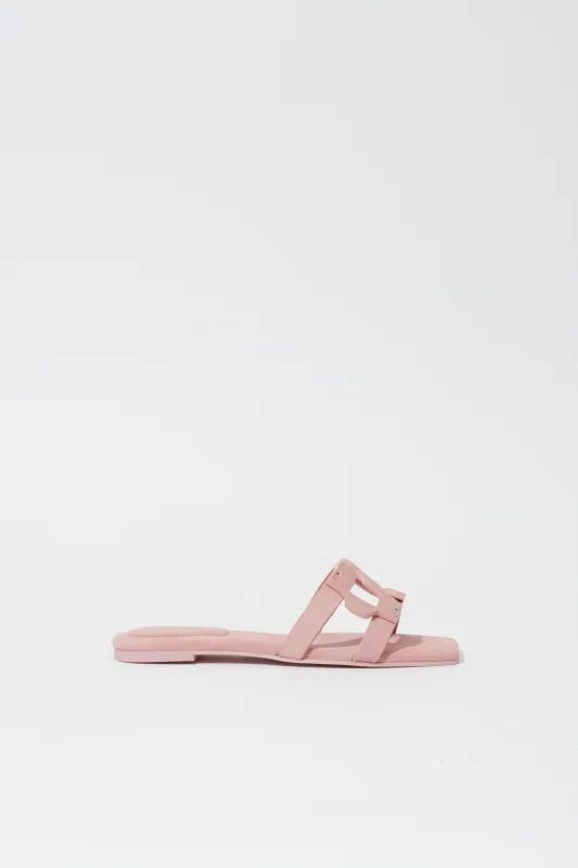 Simkhai Monogram Suede Flat Slide sold by Simkhai