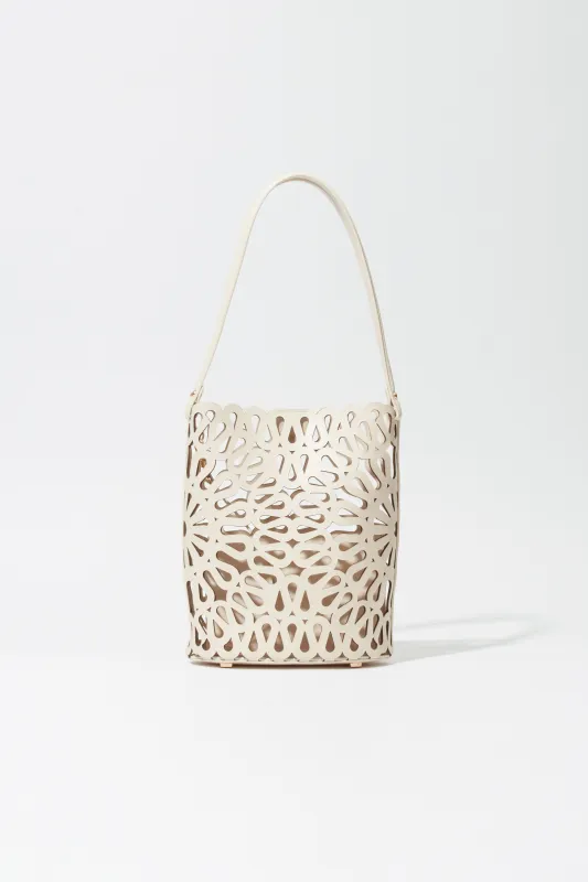 Mccall Laser Cut Leather Bucket Bag made by Simkhai