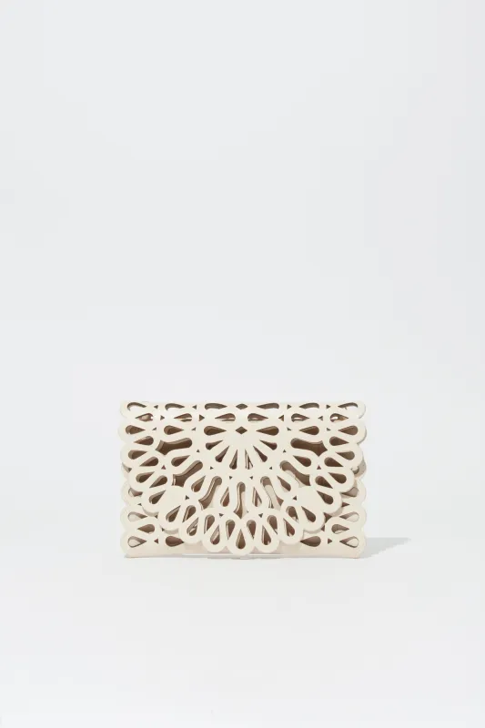 Mccall Laser Cut Leather Clutch made by Simkhai