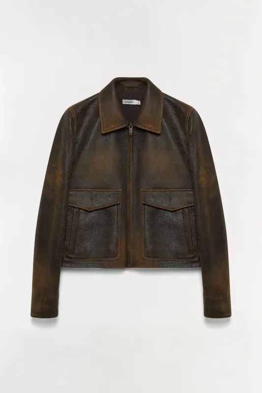 Sage Leather Jacket sold by Simkhai