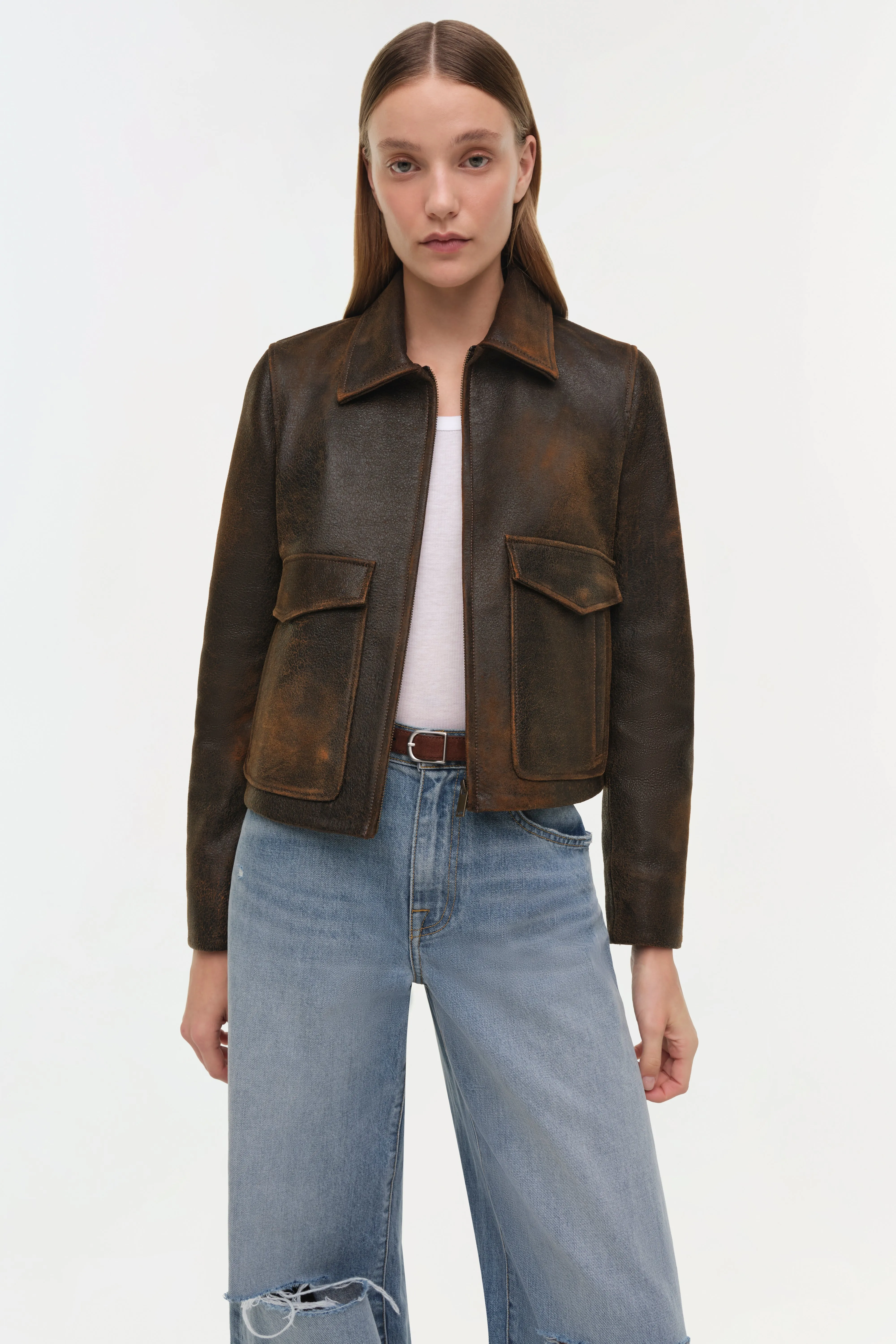 Sage Leather Jacket sold by Simkhai product image thumbnail 3