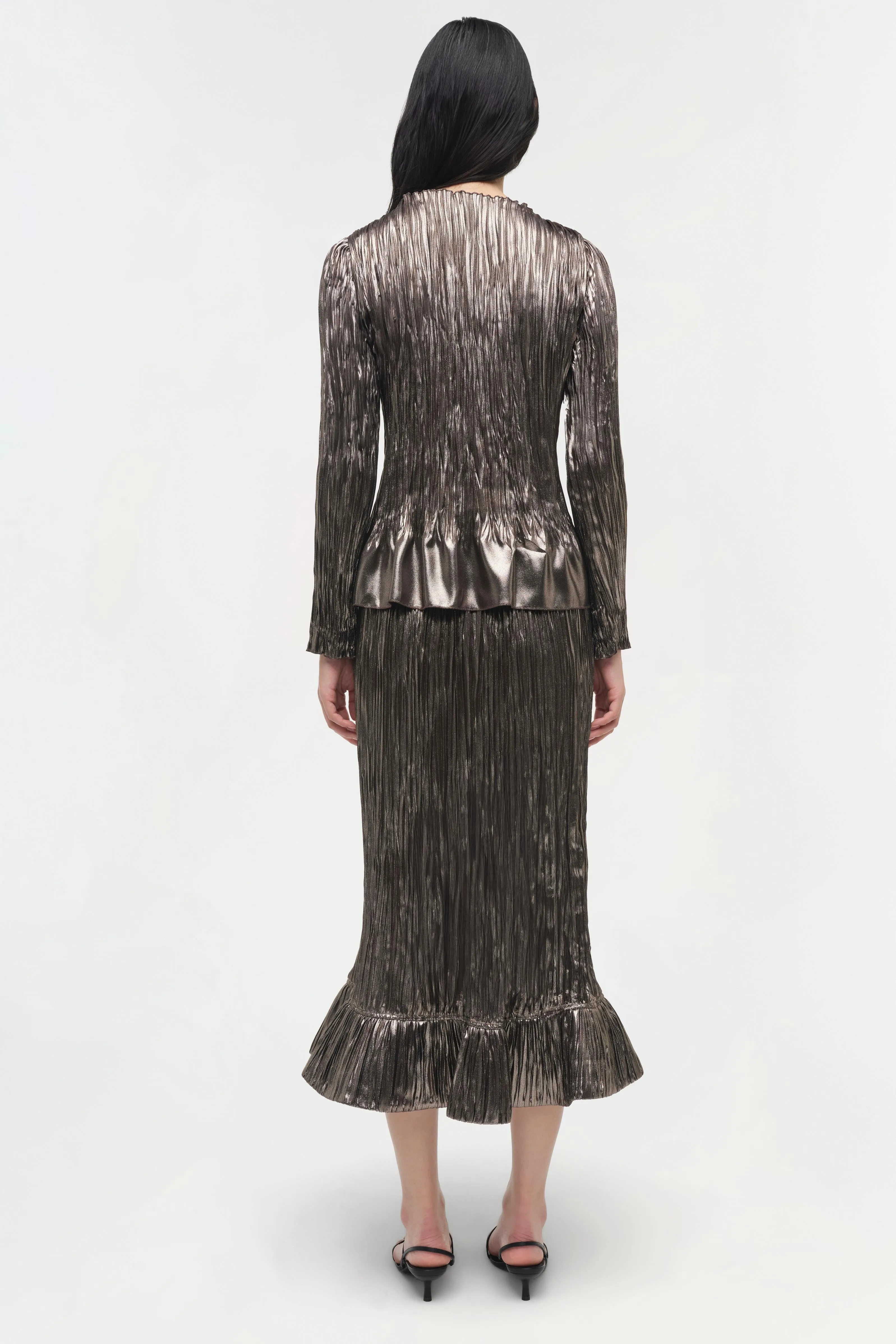 Roan Metallic Plisse Midi Skirt sold by Simkhai product image thumbnail 5
