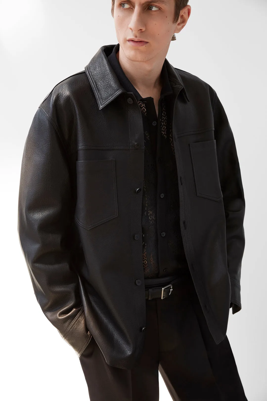 Gibson Leather Shirt Jacket sold by Simkhai product image thumbnail 2