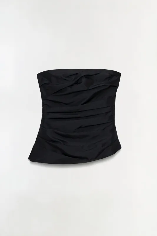 Emerson Ruched Taffeta Bustier Top made by Simkhai