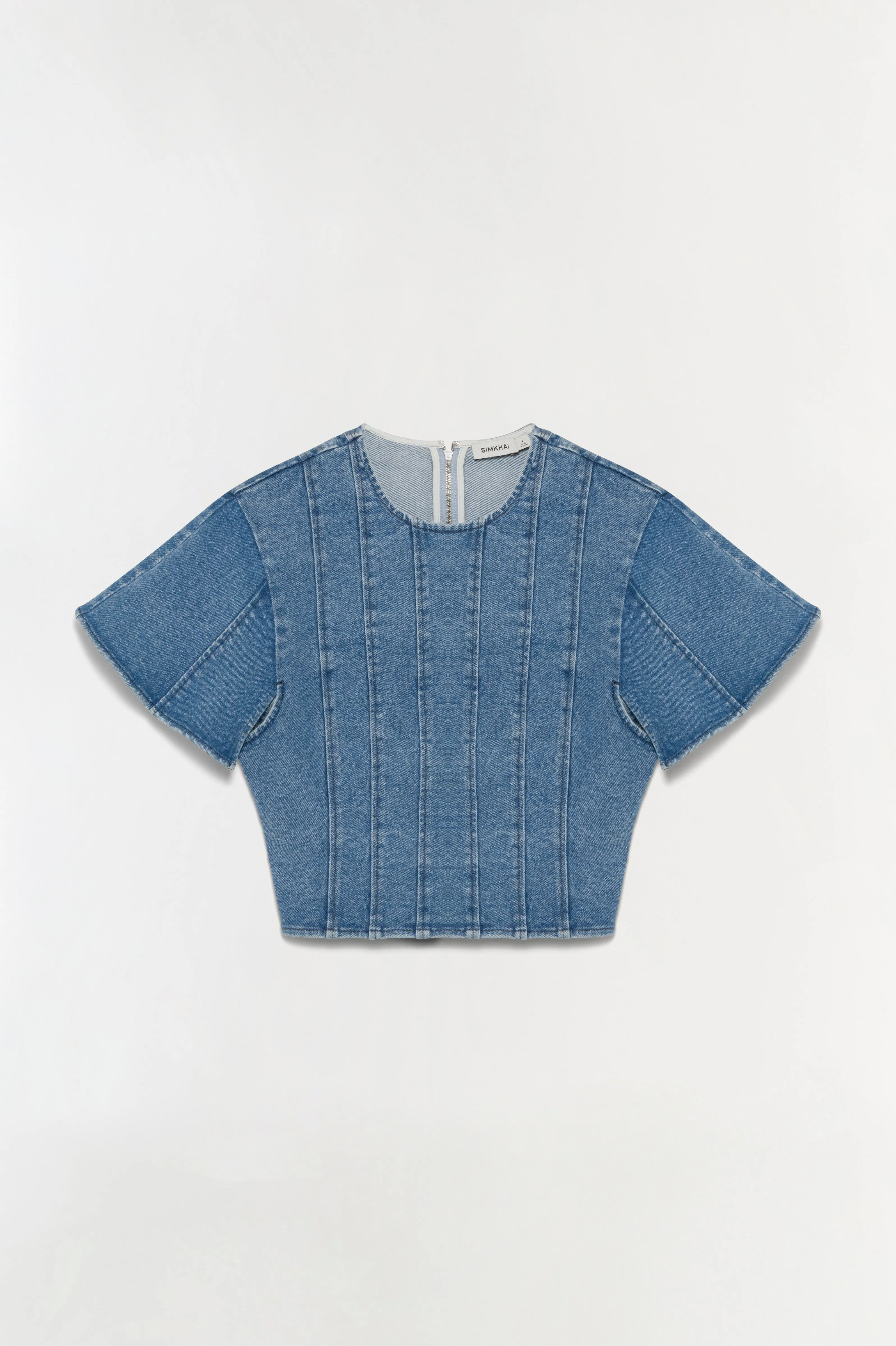 Kolby Structured Denim Top sold by Simkhai