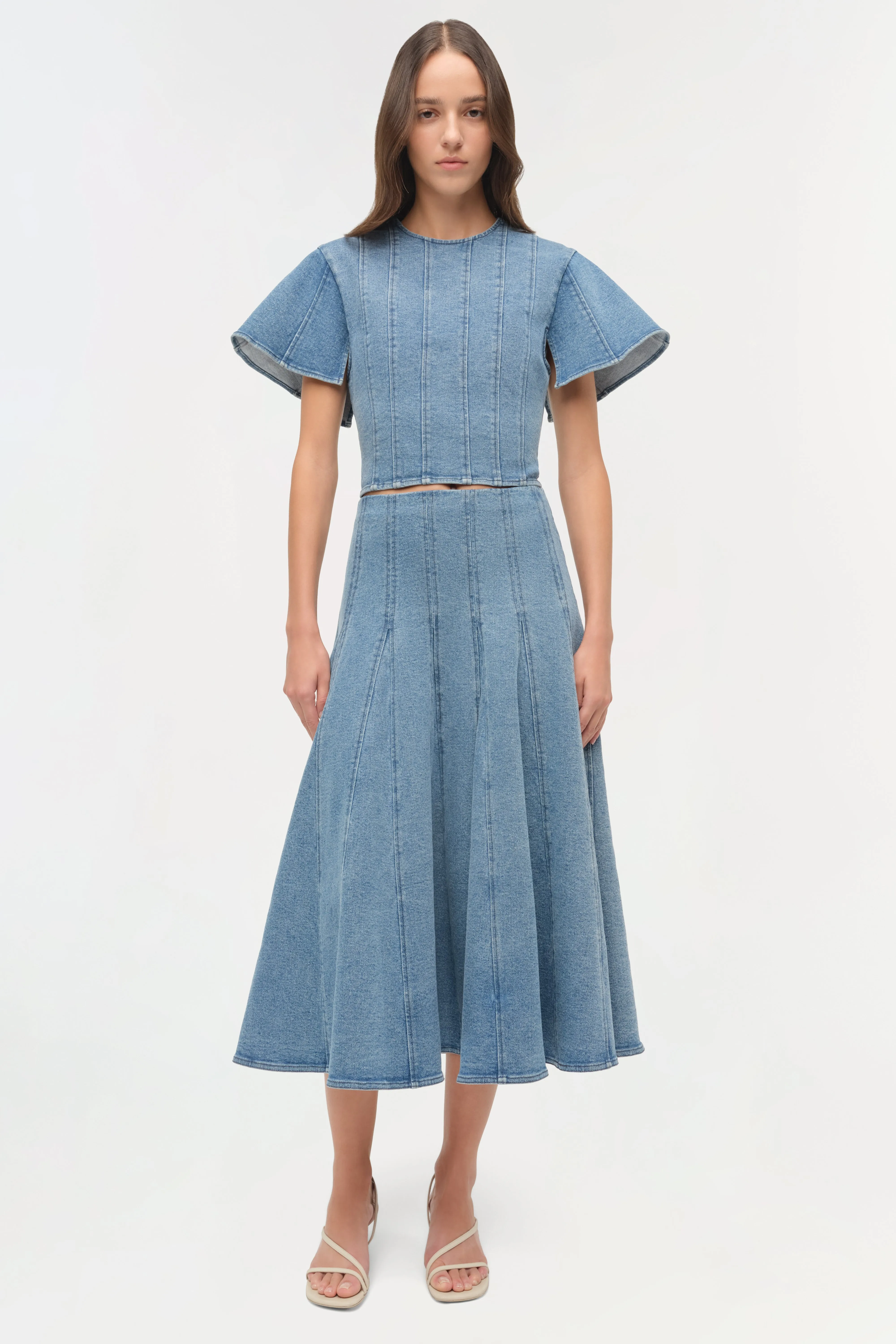 Taylan Structured Denim Midi Skirt sold by Simkhai product image thumbnail 3