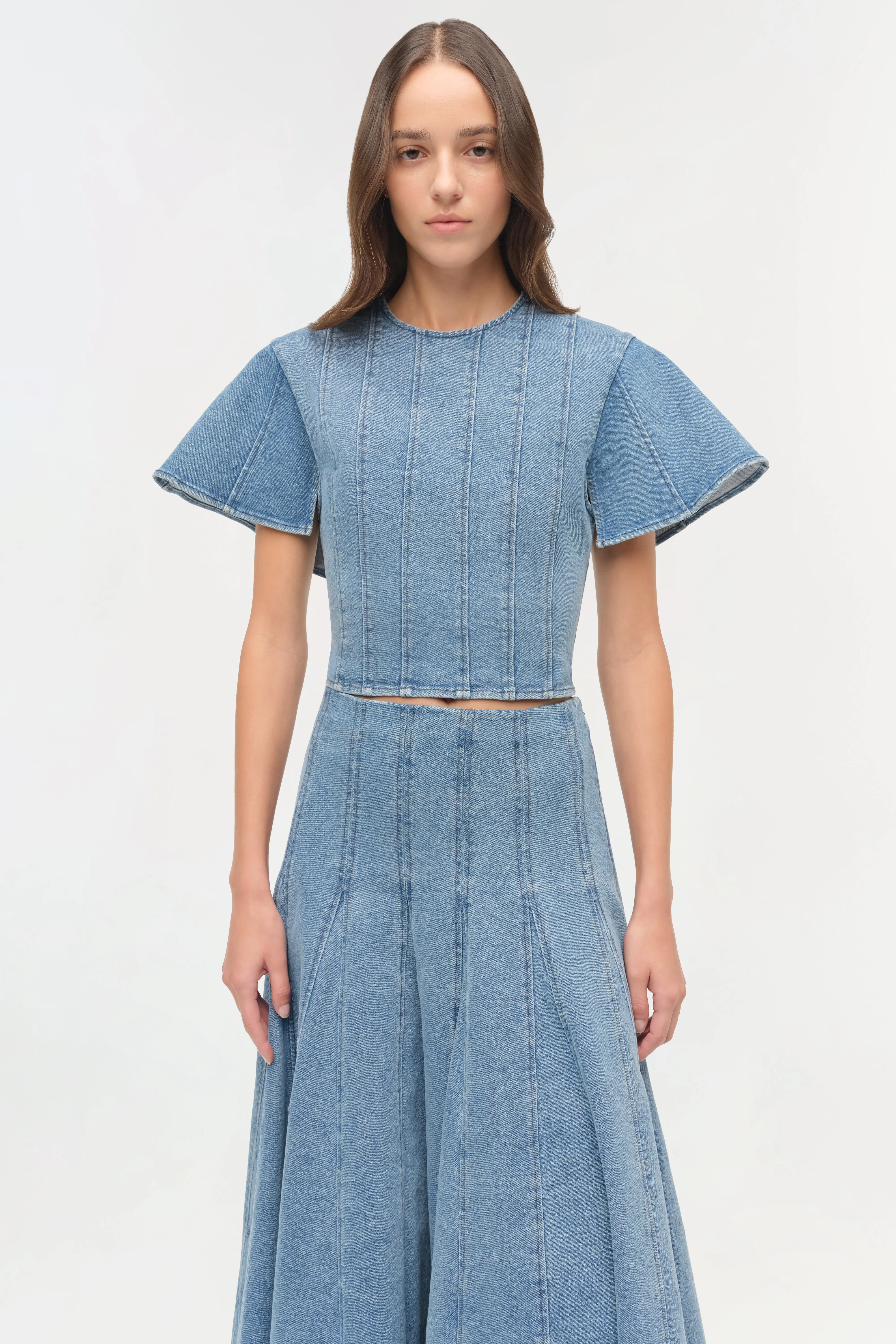 Taylan Structured Denim Midi Skirt sold by Simkhai product image thumbnail 4