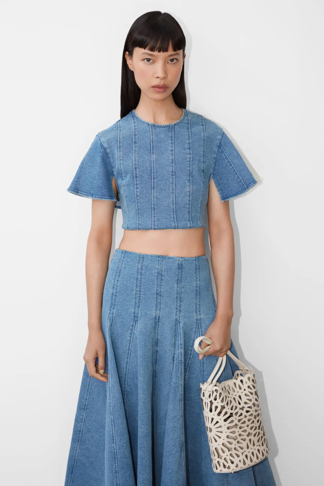 Taylan Structured Denim Midi Skirt sold by Simkhai product image thumbnail 2