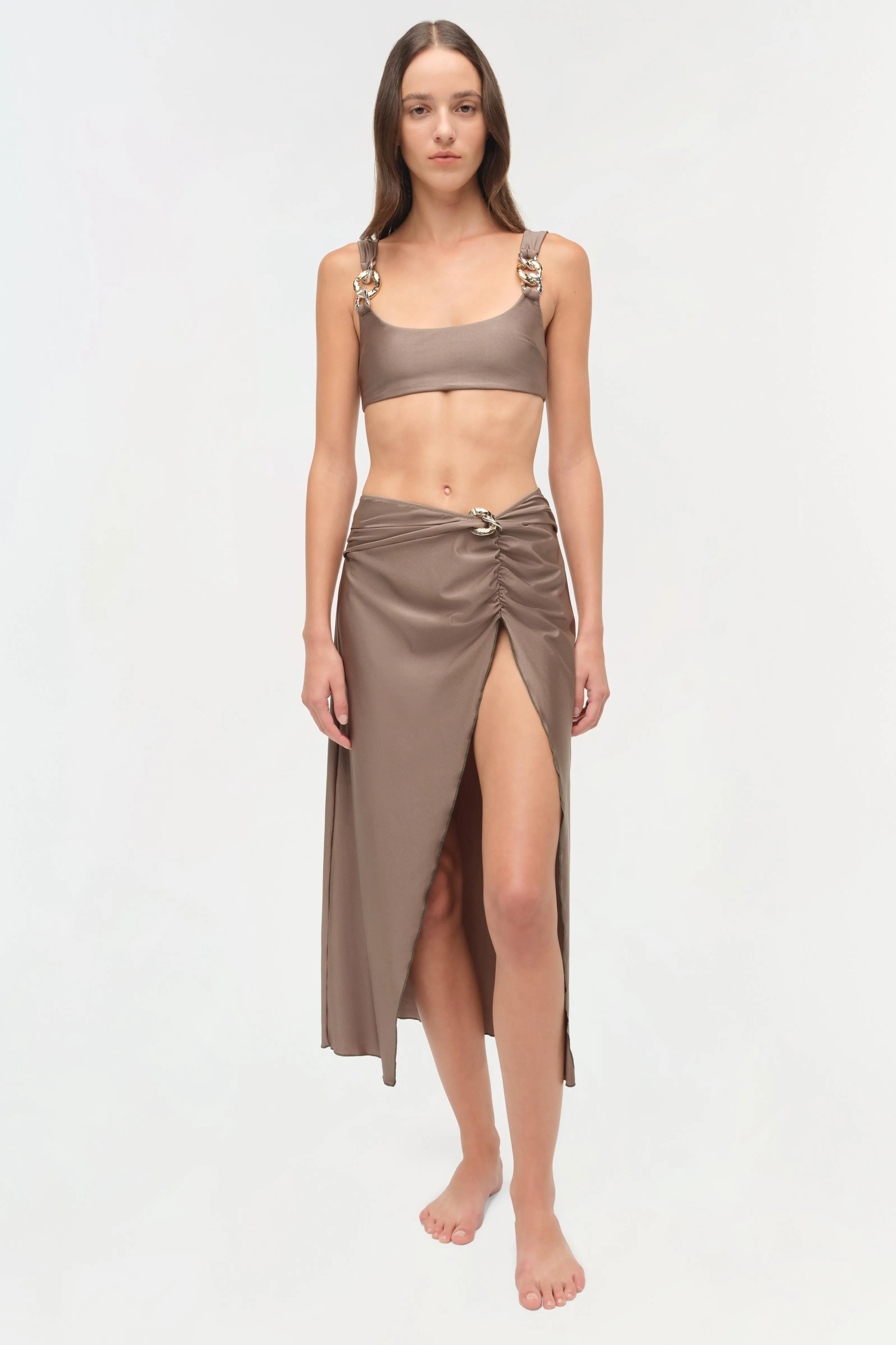 Kora Satin Wrap Midi Skirt sold by Simkhai product image thumbnail 2