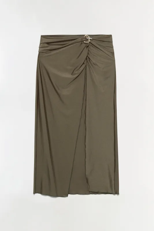 Kora Satin Wrap Midi Skirt sold by Simkhai