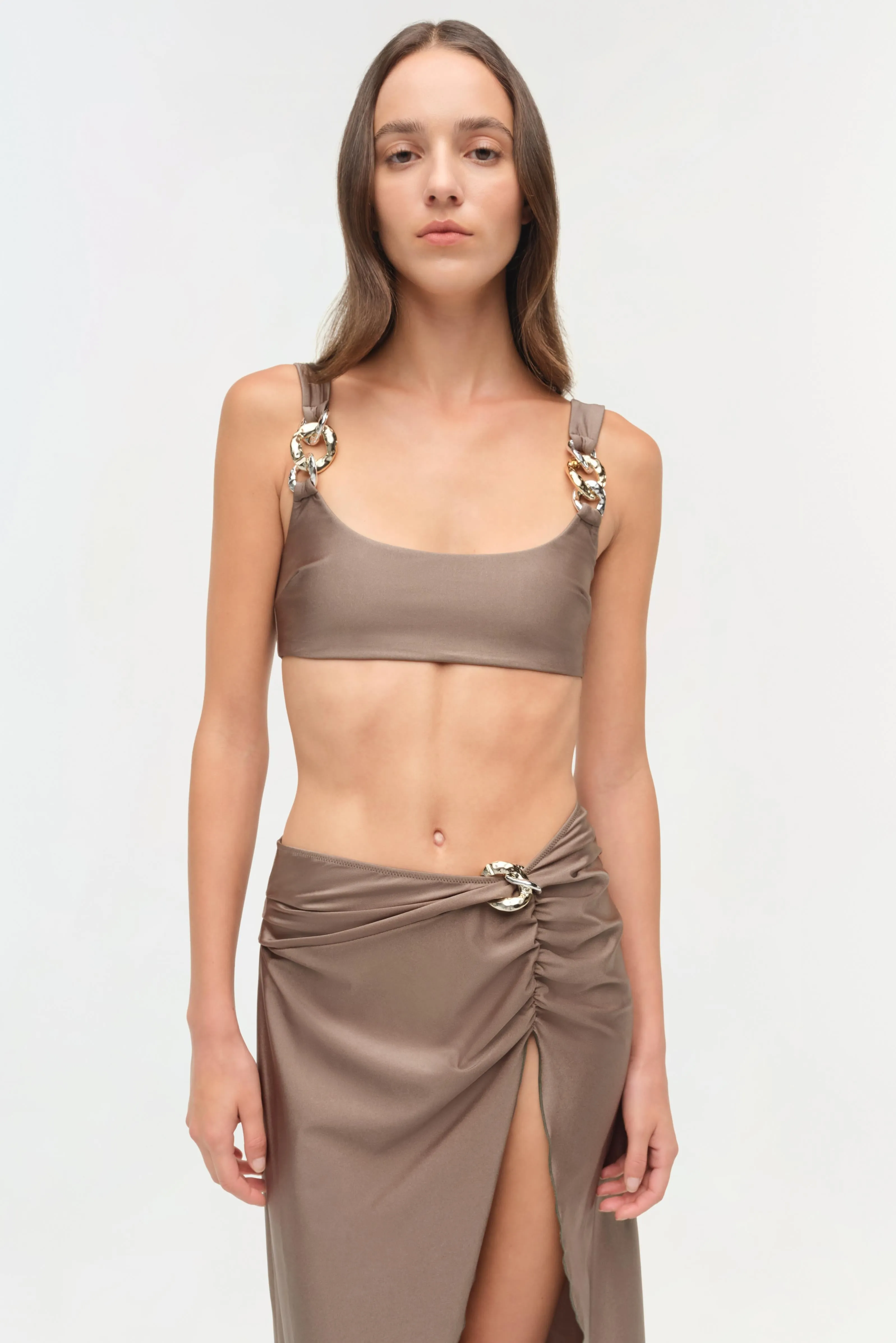 Kora Satin Wrap Midi Skirt sold by Simkhai product image thumbnail 3