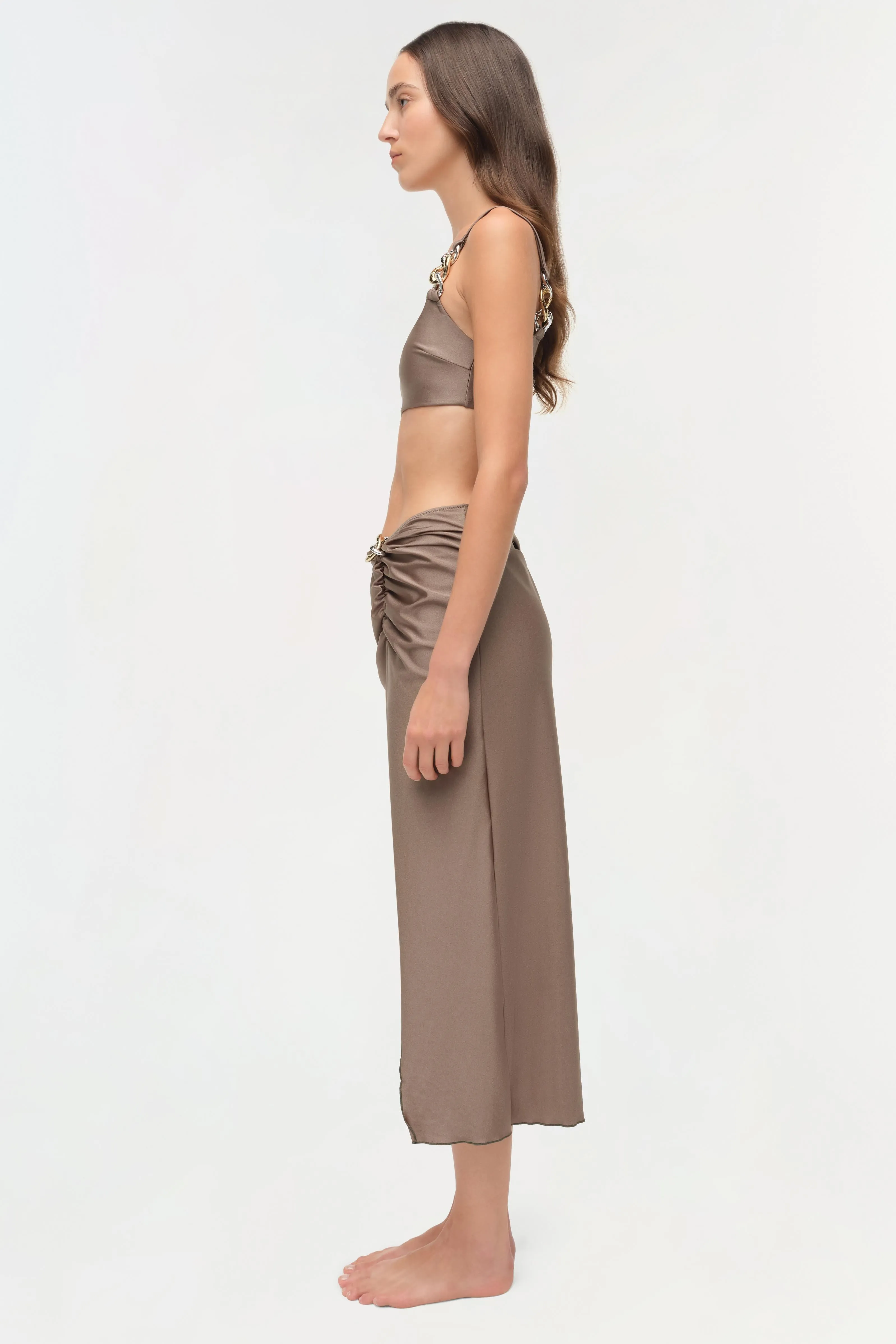 Kora Satin Wrap Midi Skirt sold by Simkhai product image thumbnail 4
