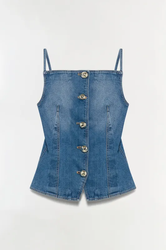 Junie Studded Denim Top made by Simkhai