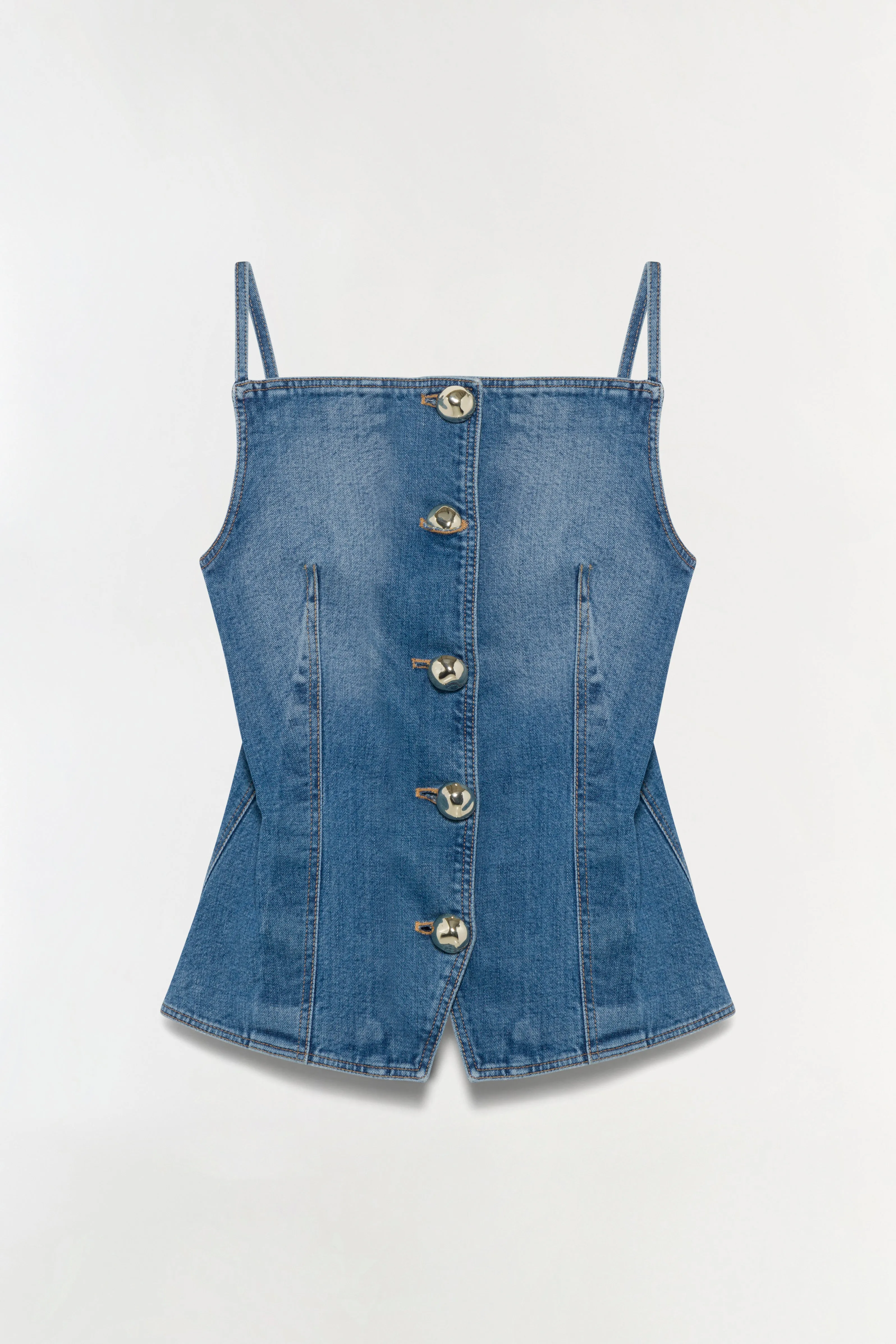 Junie Studded Denim Top sold by Simkhai