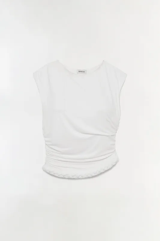 Valen Draped Jersey Top sold by Simkhai